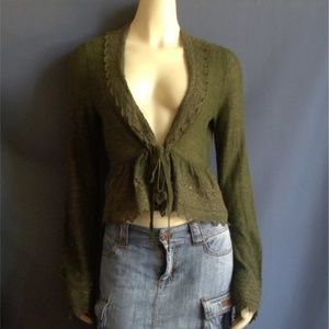 Guinevere Anthro Moss Green Organ Pipe Cardigan M